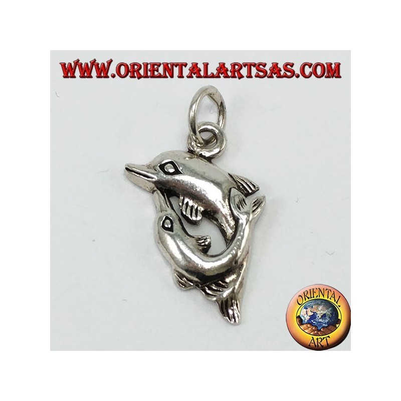 Pendentif en argent deux dauphins