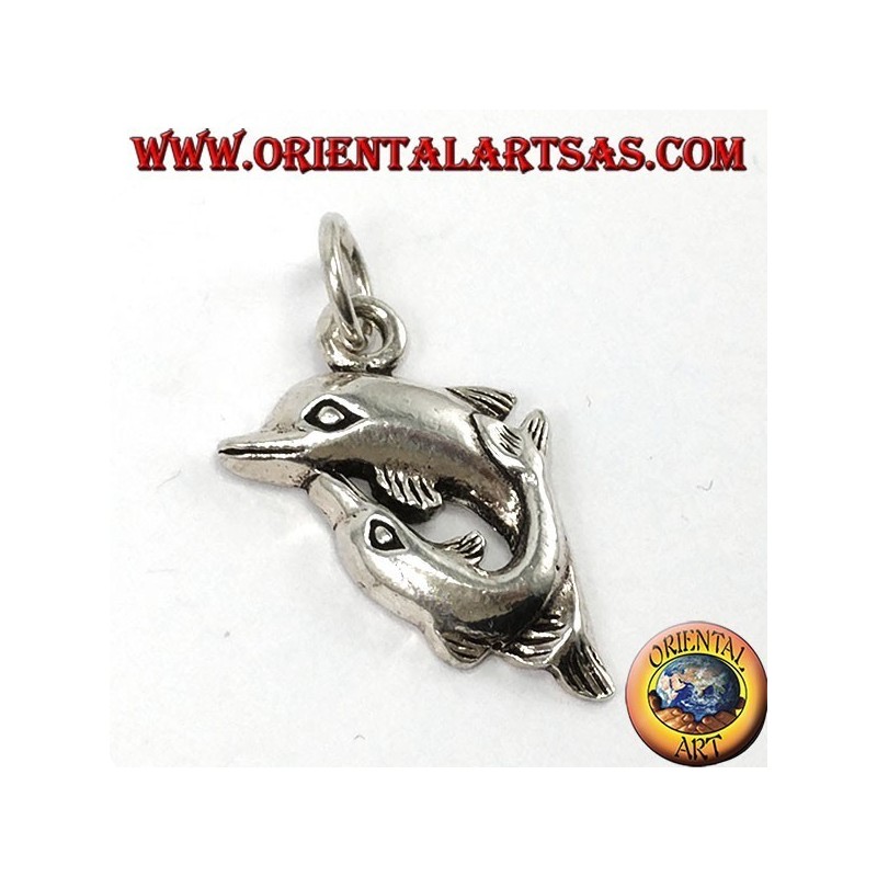 Pendentif en argent deux dauphins