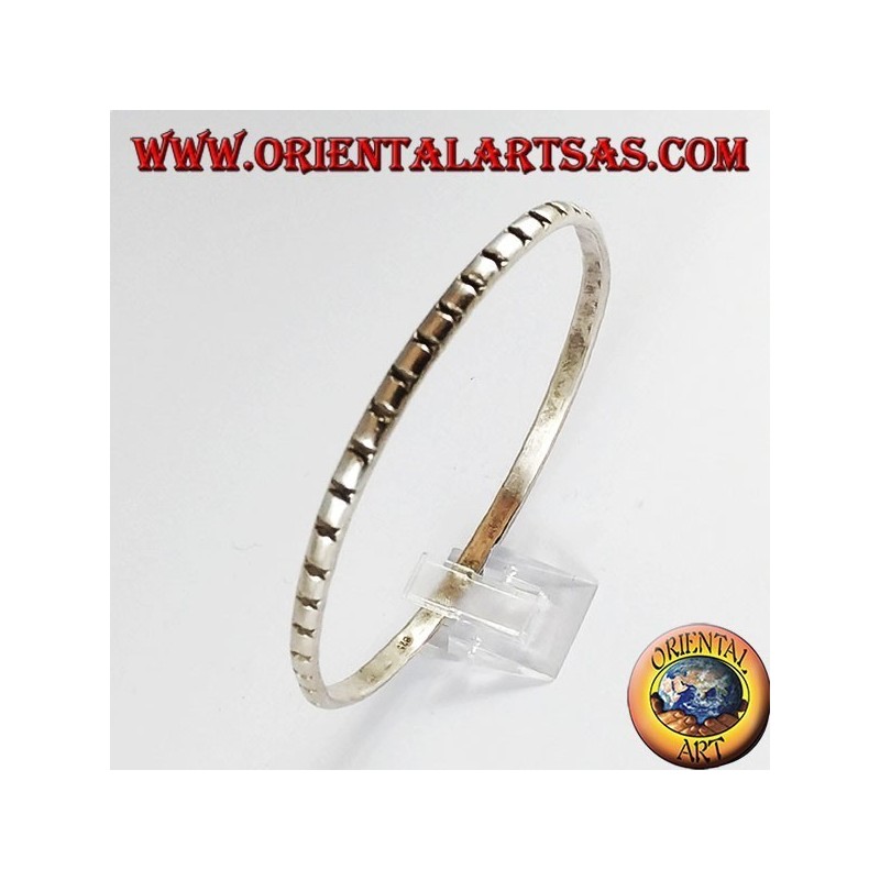 Bracelet en argent 925, rond avec des sculptures