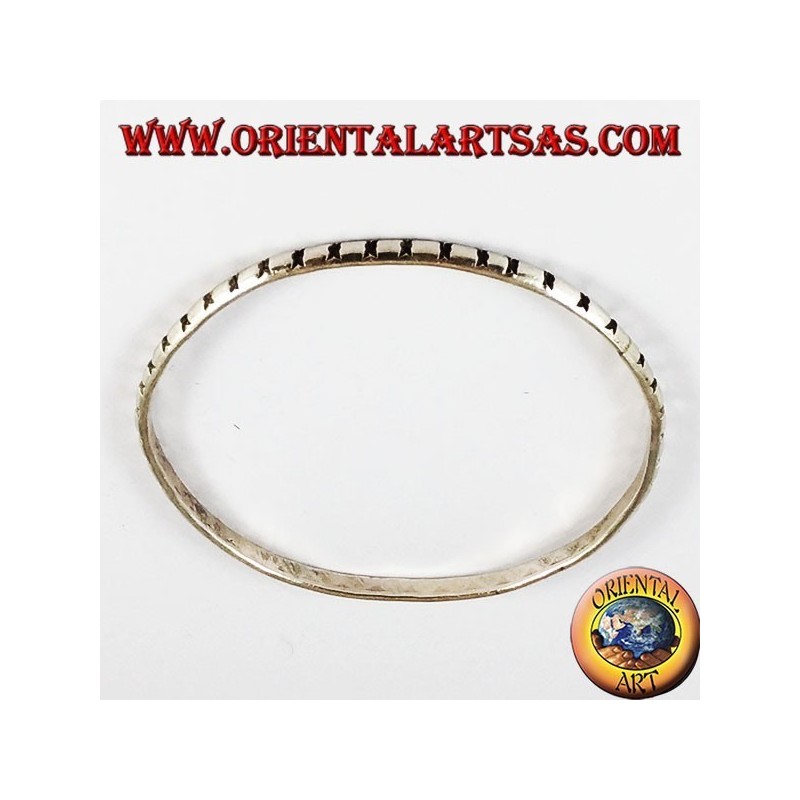 Silberarmband 925, rund mit Schnitzereien