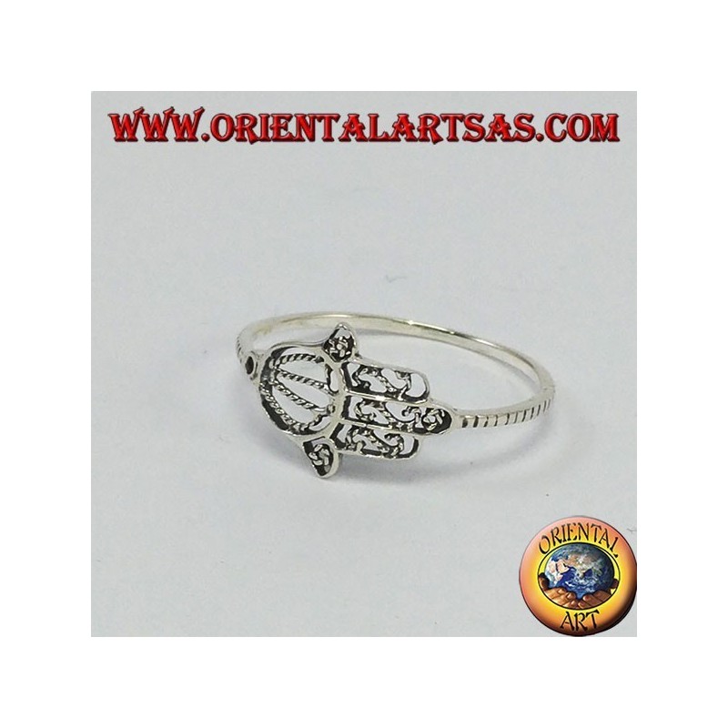 Silver ring with a fatima hand, small