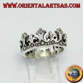 Anello in argento 925 corona della regina con giglio