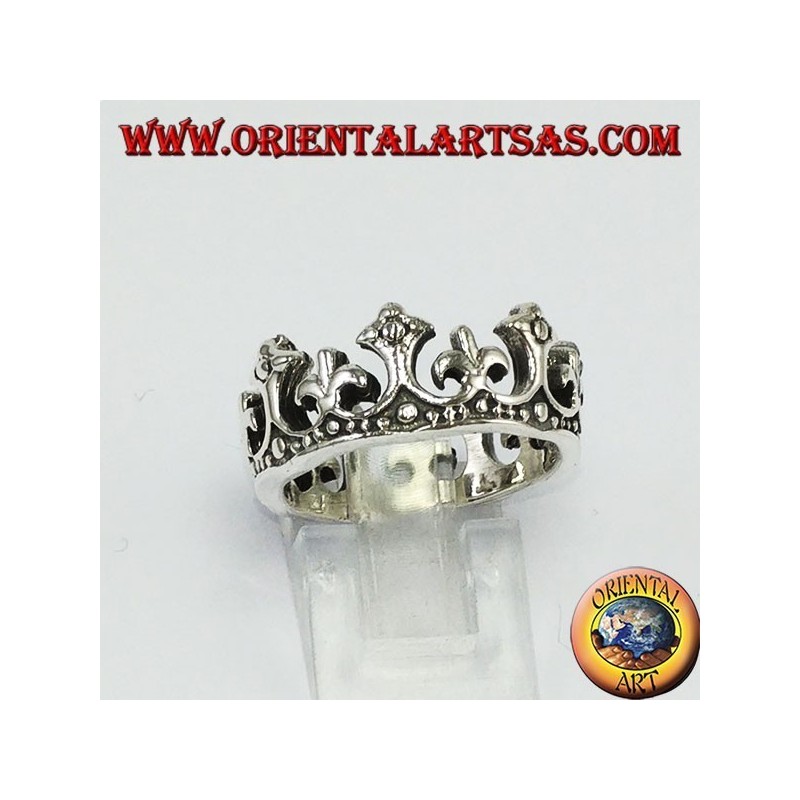 Anello in argento 925 corona della regina con giglio