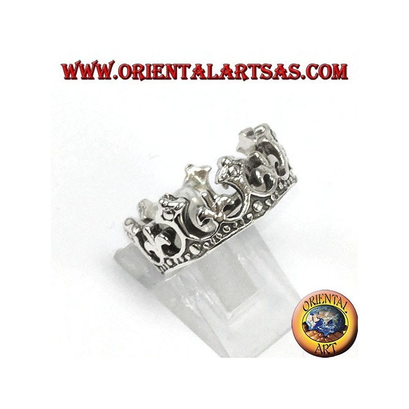 Anello in argento 925 corona della regina con giglio