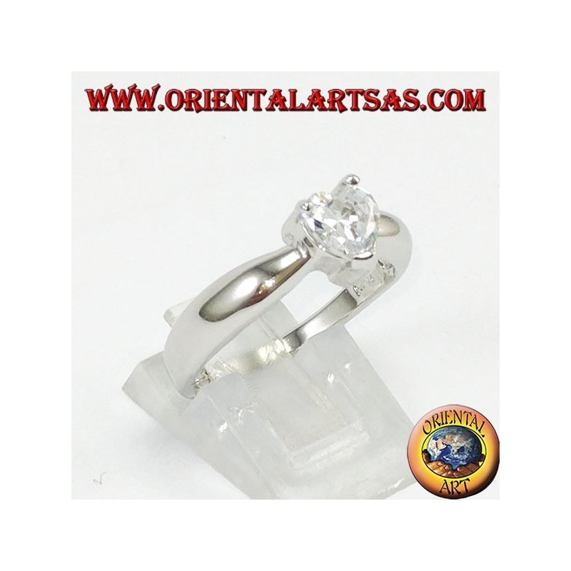 Silberring mit Herz Zirkon, Solitaire mit Herz