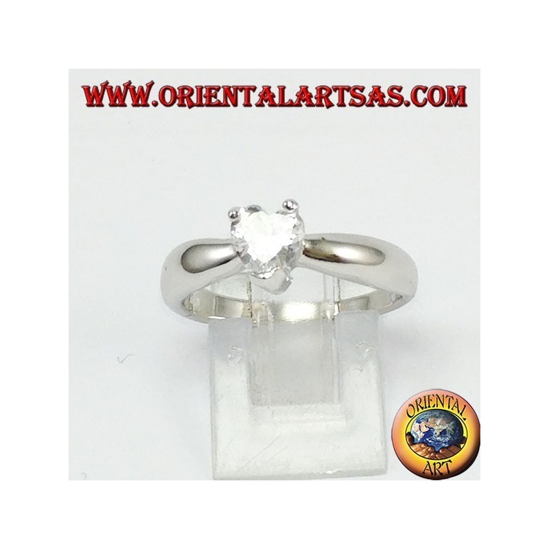 Silberring mit Herz Zirkon, Solitaire mit Herz