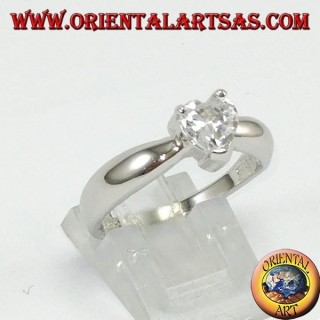 Silberring mit Herz Zirkon, Solitaire mit Herz