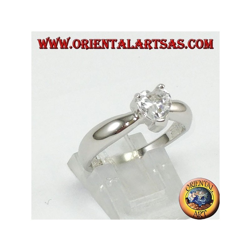 Anillo de plata con corazón de circonita, solitario con corazón