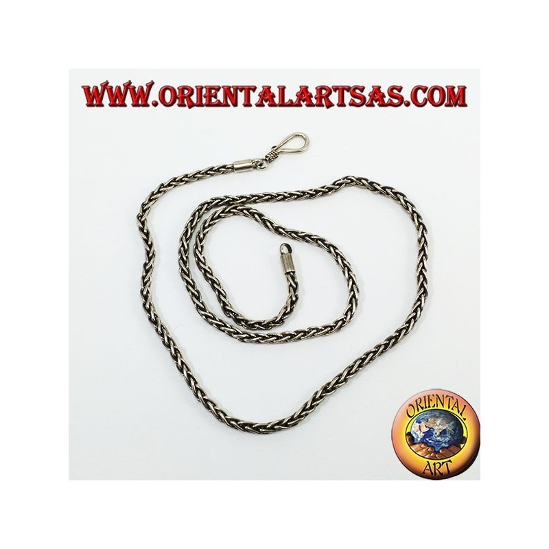 Collar de plata, tejido de punto y sección cuadrada de 50 cm