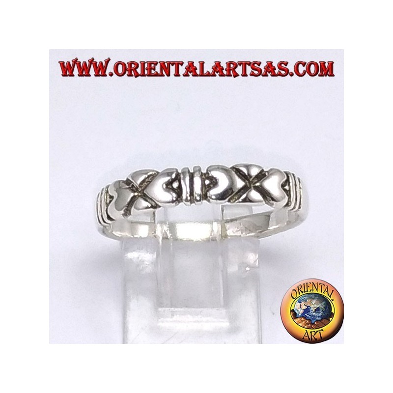 Anello d'argento , con cuori contrapposti