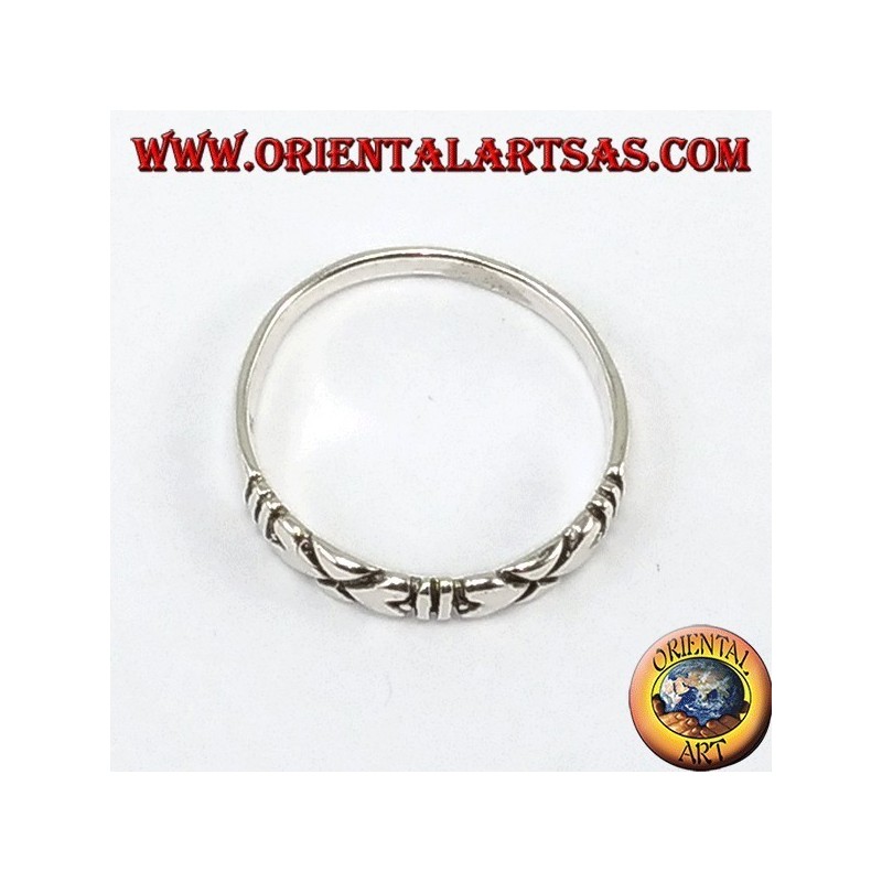 Bague en argent, avec des coeurs opposés