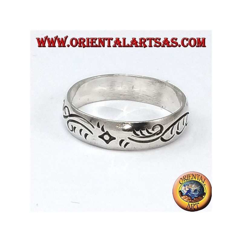 Silver ring with engraving