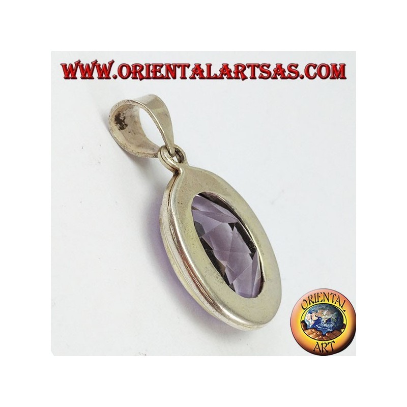 Pendentif en argent avec une grande améthyste naturelle ovale