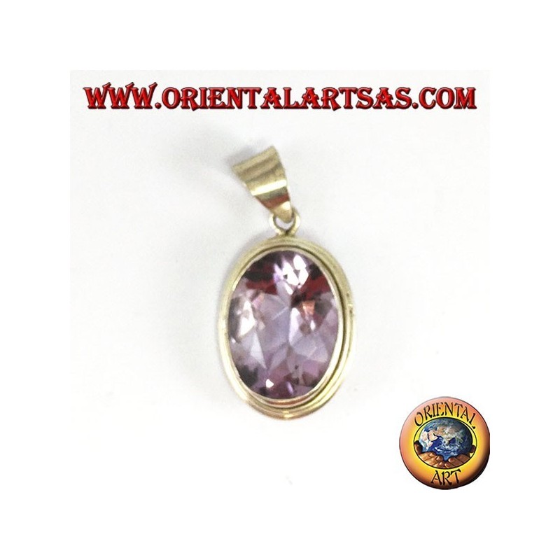 Silberanhänger mit einem großen ovalen natürlichen Amethyst