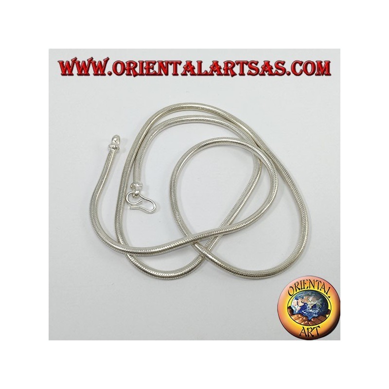 Silver necklace, Indian snake of 57 cm
