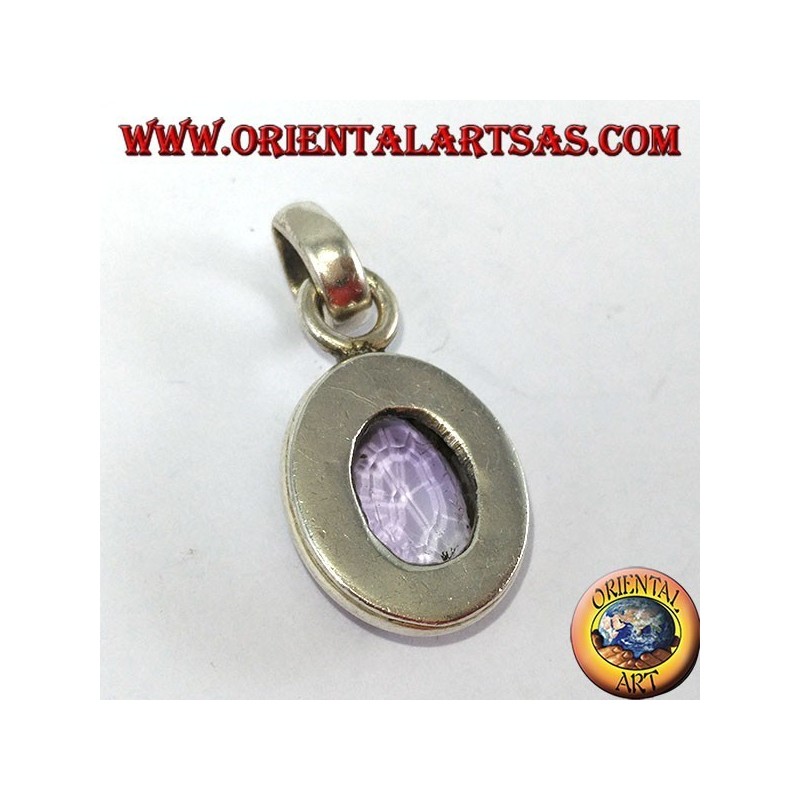 Ciondolo in argento con ametista naturale ovale con montatura semplice