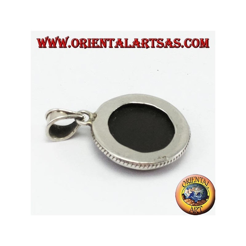 Pendentif en argent oeil de Bouddha sculpté en os de yack