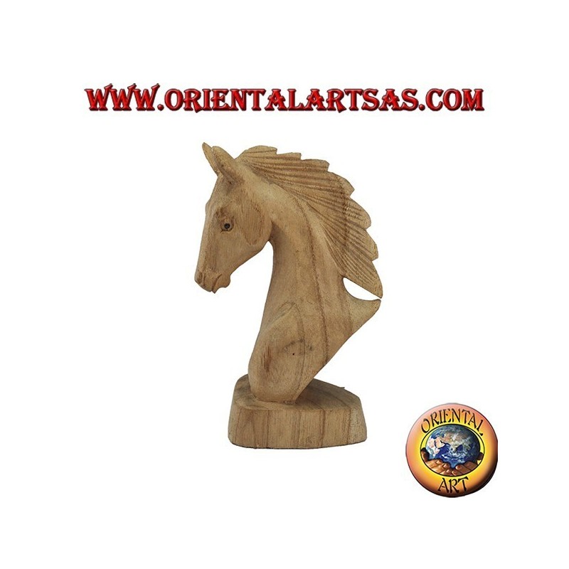 Cabeza de caballo en madera de pino americano15 cm
