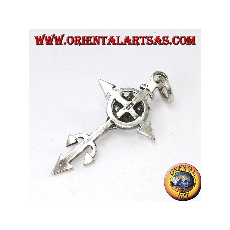 Pendentif en argent le visage du diable sur la croix