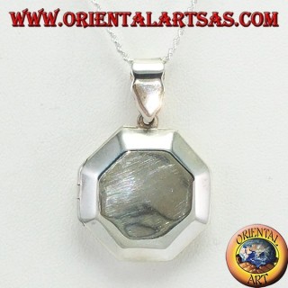 Pendentif en argent cadre photo octogonal