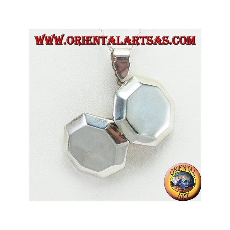 Pendentif en argent cadre photo octogonal
