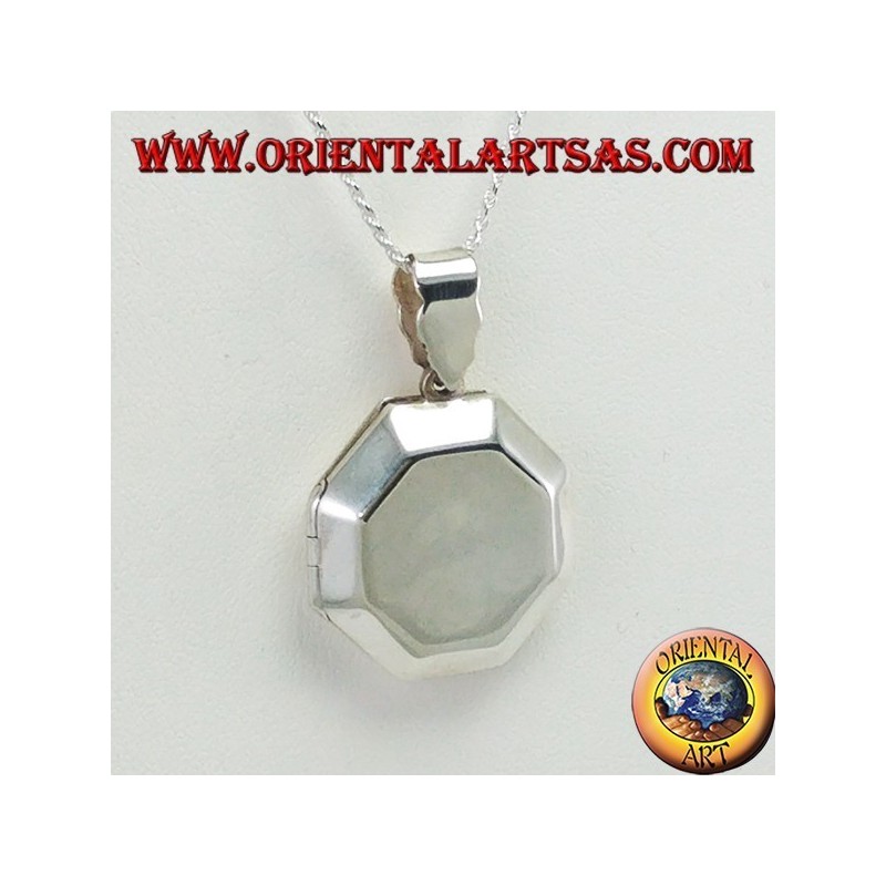 Pendentif en argent cadre photo octogonal