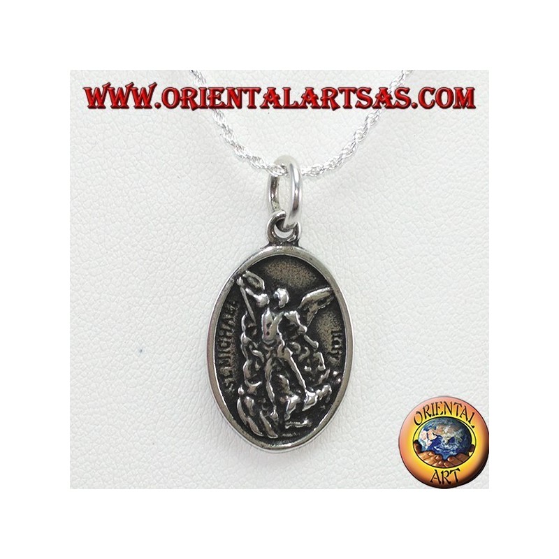 Silver pendant, Saint Michael and guardian angel (small)