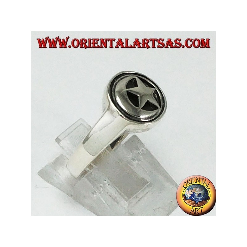 Anello in argento sigillo stella e luna