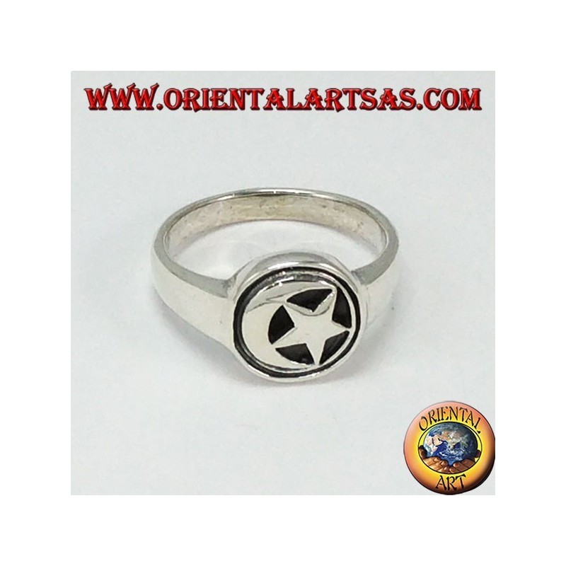 Anillo de plata con estrella y luna
