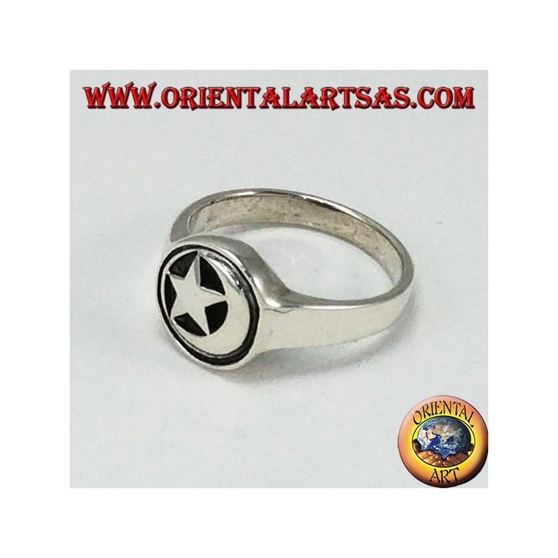 Anello in argento sigillo stella e luna