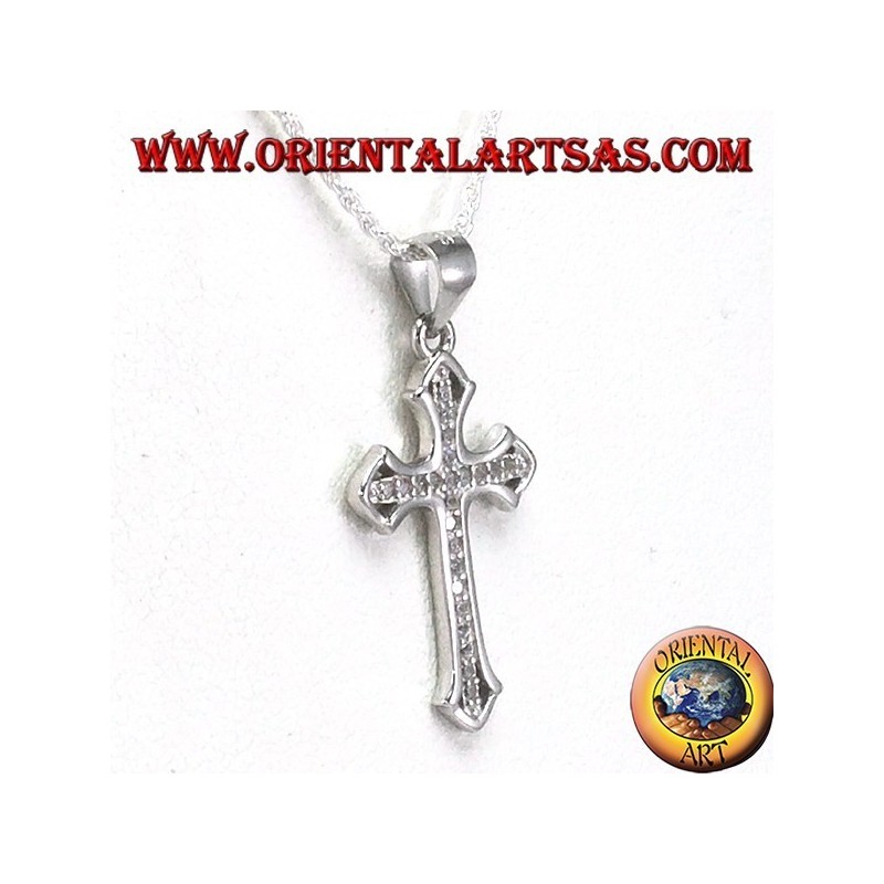 Pendentif en argent, croix avec Zircons
