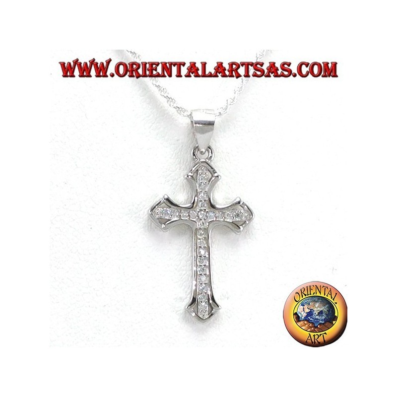 Pendentif en argent, croix avec Zircons