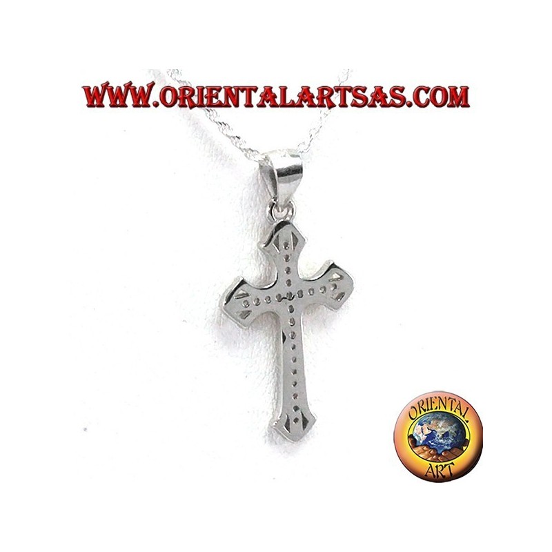 Colgante de plata, cruz con conjunto de circonitas