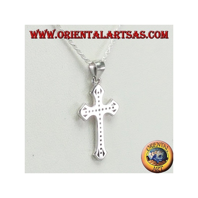 Pendentif en argent, croix avec Zircons