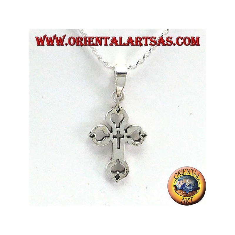 Silver pendant cross carved in the cross