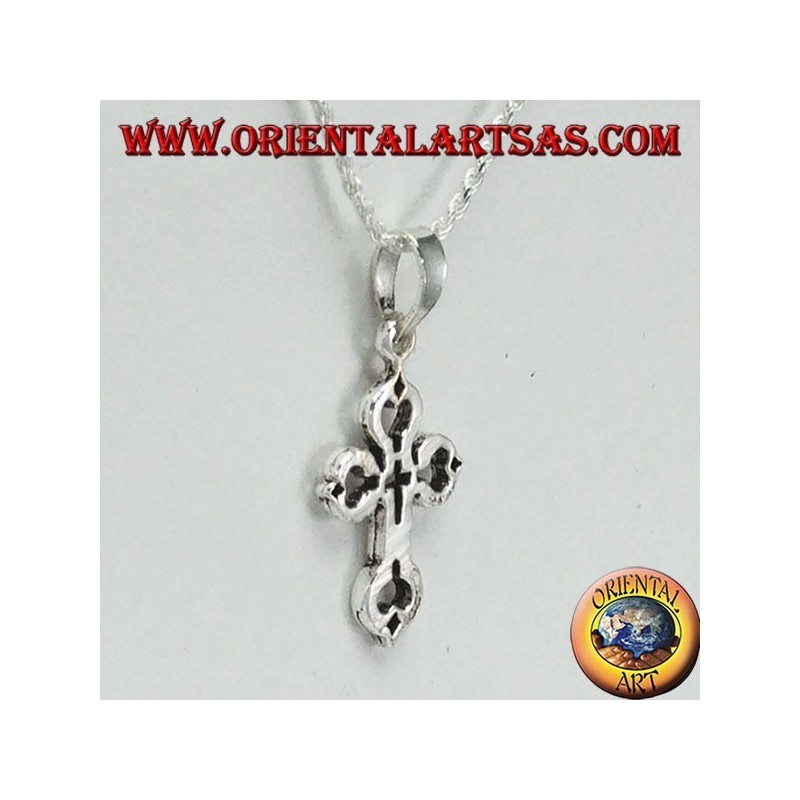Silver pendant cross carved in the cross