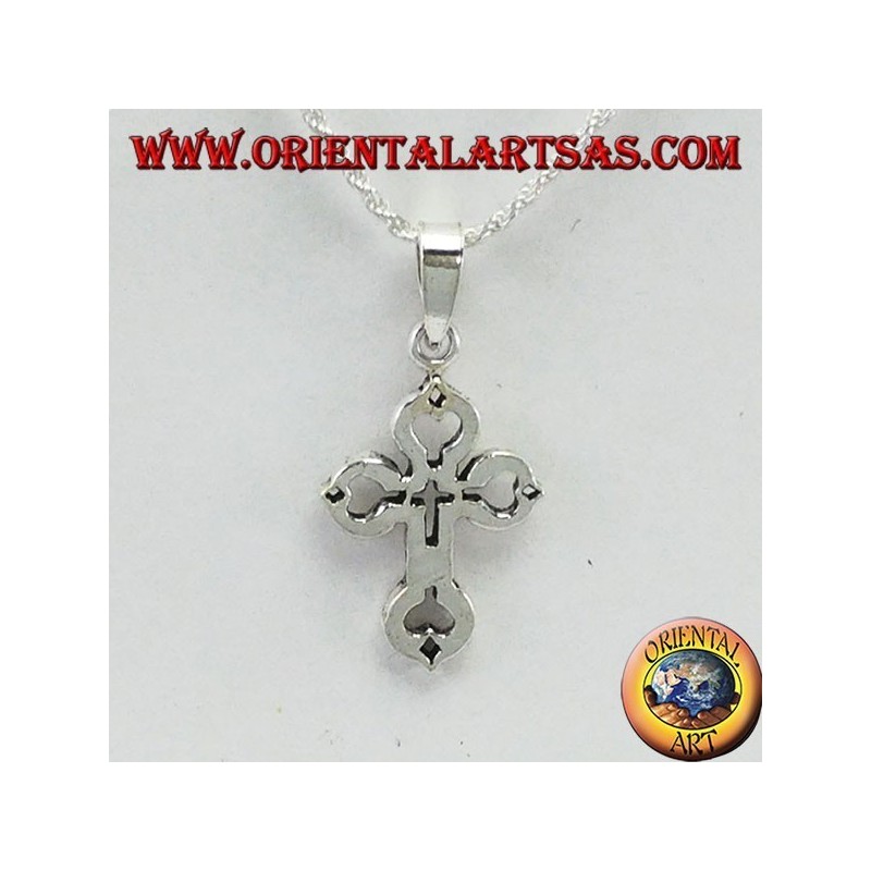 Silver pendant cross carved in the cross