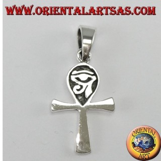 Colgante de plata egipcio cruz ankh con ojo de horus
