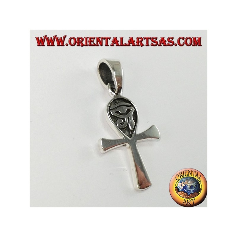 Colgante de plata egipcio cruz ankh con ojo de horus