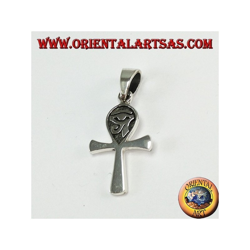 Colgante de plata egipcio cruz ankh con ojo de horus