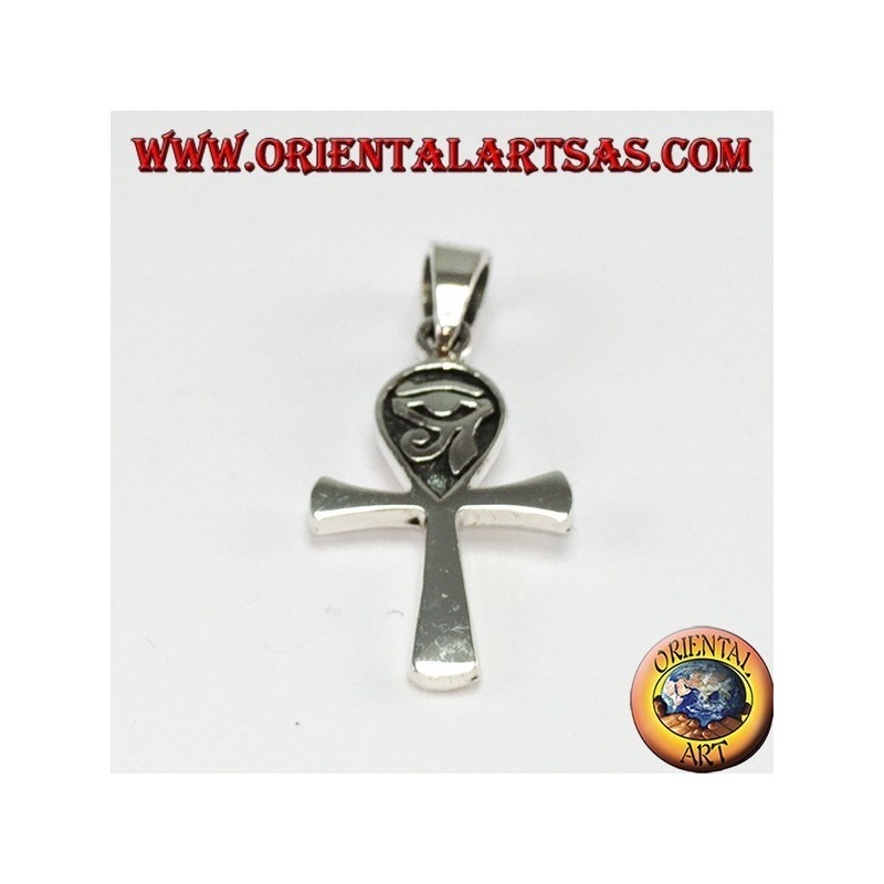Colgante de plata egipcio cruz ankh con ojo de horus