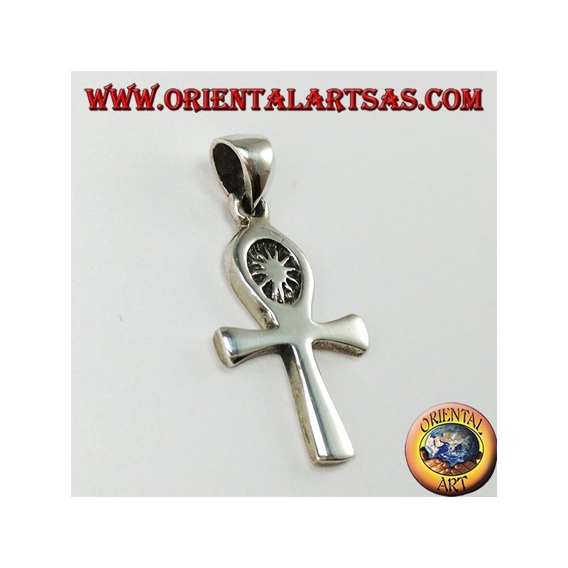 Silberanhänger ägyptisches Kreuz Ankh (Schlüssel des Lebens) mit der Sonne