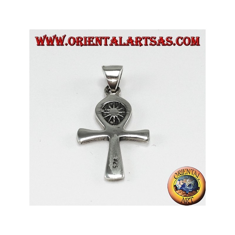 Pendentif en argent égyptien croix ankh (clé de la vie) avec le soleil