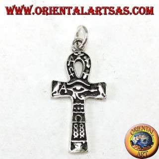 Colgante de plata cruz ankh ojo de horus y con jeroglíficos