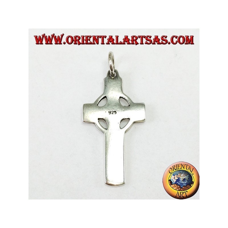 Pendentif en argent, croix celtique avec 4 noeuds de tyron central