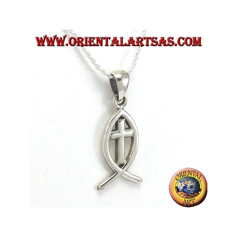 Ichthys silver pendant symbol of Christianity