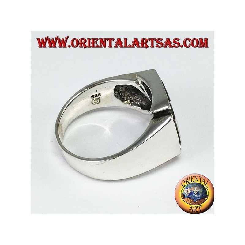 Silberring mit Malteserkreuz und synthetischem Onyx