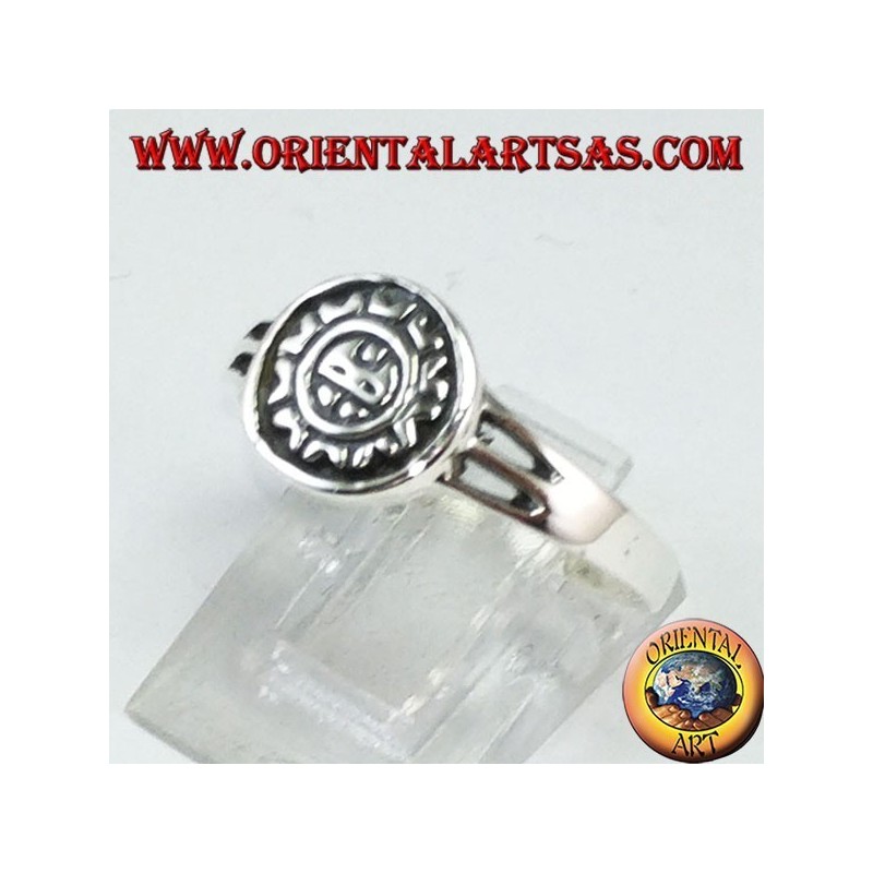 Silberner Ring mit Maya-Sonne