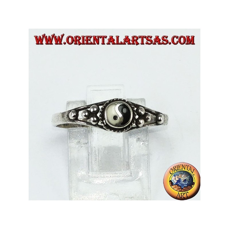 Anello in argento yin yang Tao (Piccolo) con pallini