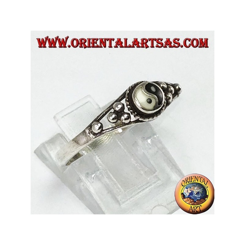 Anello in argento yin yang Tao (Piccolo) con pallini